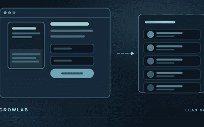 A landing page with a downloadable guide and sign-up form feeding names into a growing subscriber list, illustrating a lead magnet built in minutes.
