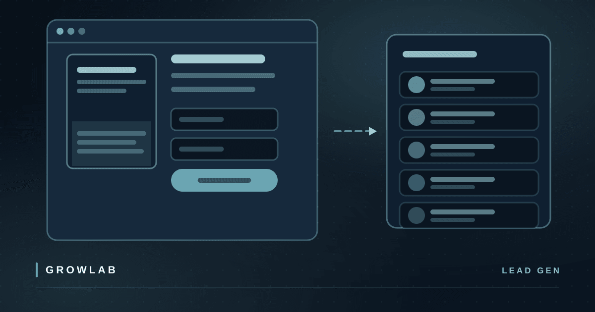 A landing page with a downloadable guide and sign-up form feeding names into a growing subscriber list, illustrating a lead magnet built in minutes.